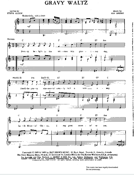 Gravy Waltz Klavier, Gesang & Gitarre PDF Noten von Mel Torme in C