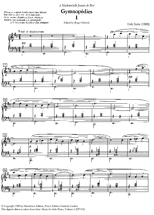 gymnopedie no.1 klavier solo erik satie
