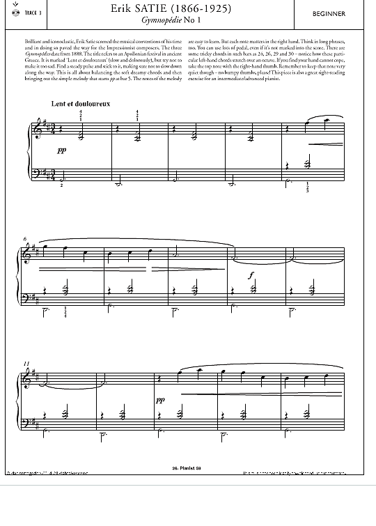 gymnopedie no.1 klavier solo erik satie