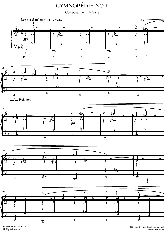 gymnopedie no. 1 klavier solo erik satie