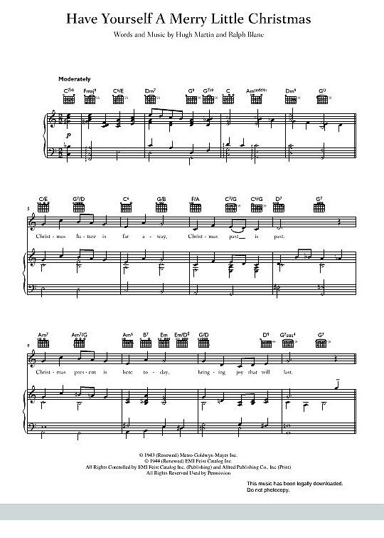have yourself a merry little christmas klavier gesang & gitarre judy garland