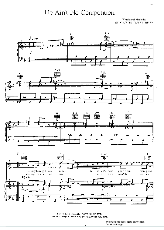 He Ain t No Competition Klavier, Gesang & Gitarre - PDF Noten von