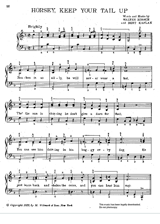 Horsey, Keep Your Tail Up Klavier & Gesang PDF Noten von Walter