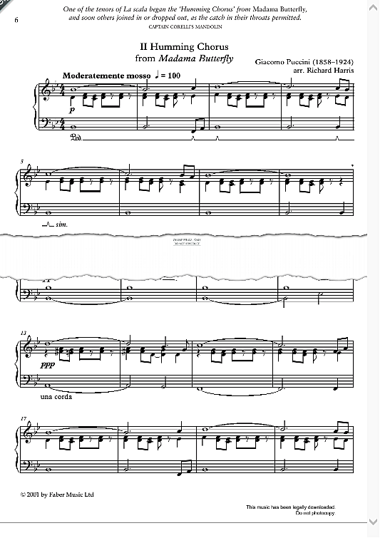 humming chorus from madama butterfly klavier solo giacomo puccini