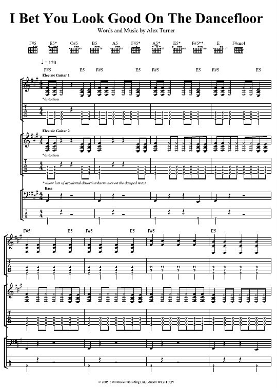 I Bet You Look Good On The Dancefloor Gitarre TAB PDF Noten von