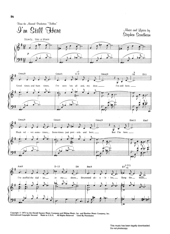 I m Still Here from Follies Klavier, Gesang & Gitarre PDF Noten von