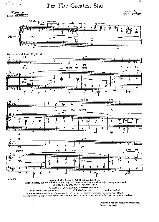I m The Greatest Star from Funny Girl Klavier, Gesang & Gitarre PDF