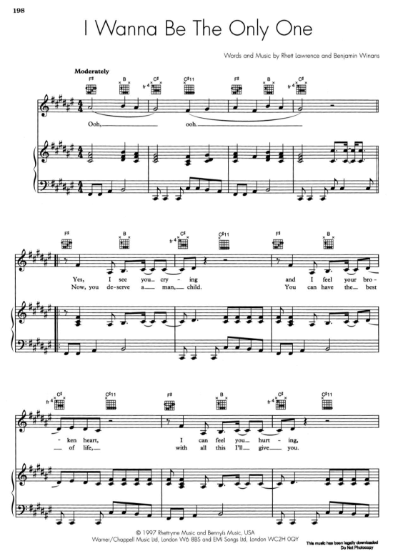 I Wanna Be The Only One Klavier, Gesang & Gitarre PDF Noten von BeBe Winans in F fbd7185 I Wanna Be The Only One Klavier, Gesang & Gitarre PDF Noten von BeBe Winans in F fbd7185