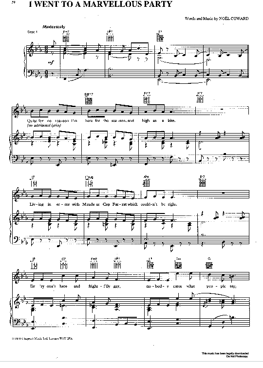 I Went To A Marvellous Party Klavier, Gesang & Gitarre PDF Noten von