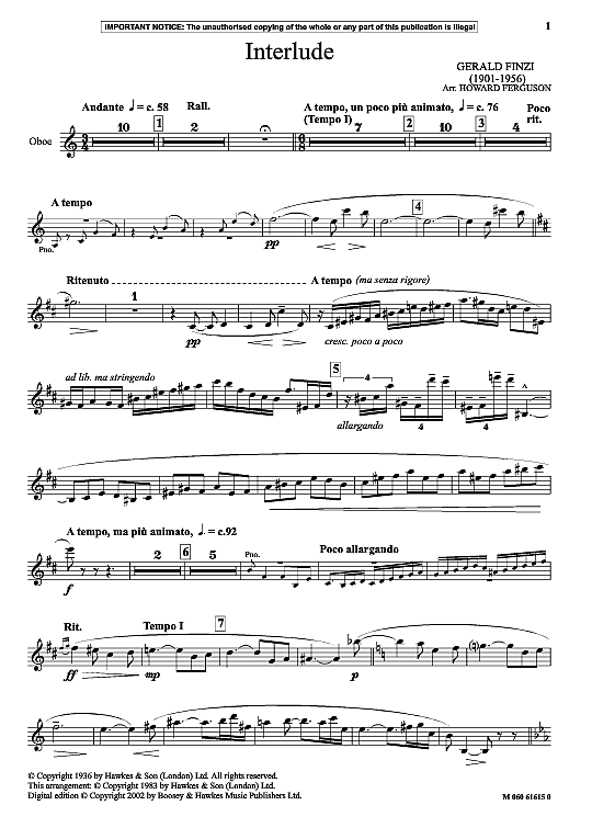 interlude klavier & melodieinstr. gerald finzi
