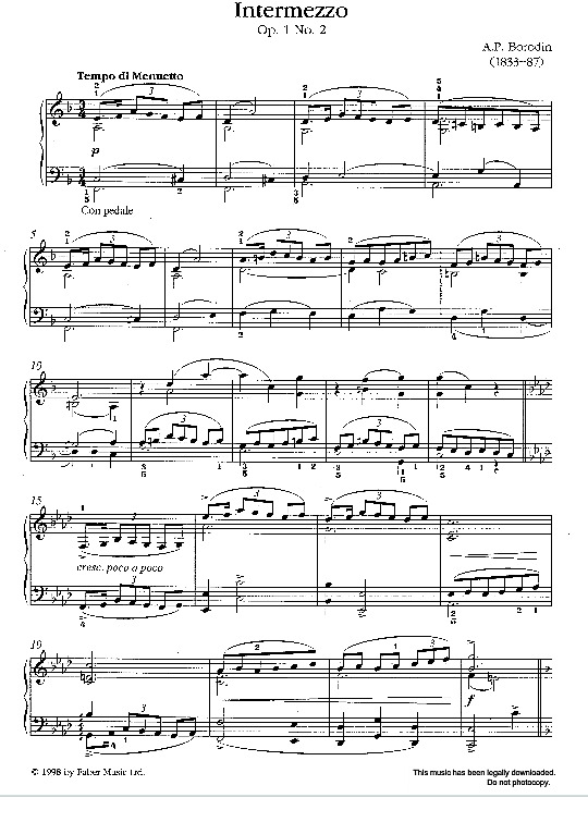intermezzo op. 1, no. 2 klavier solo alexander borodin