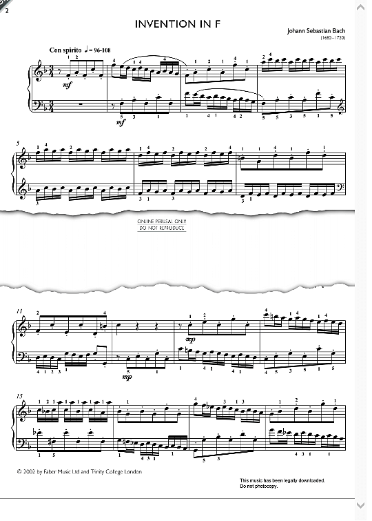 invention in f major klavier solo johann sebastian bach
