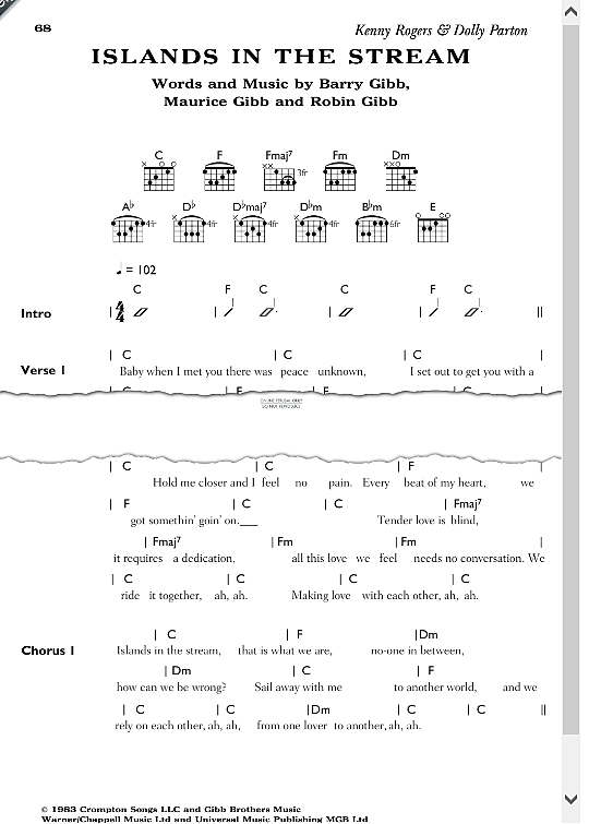 Islands In The Stream Songbook mit Akkorden PDF Noten von Dolly Parton in C Dur fbd43596