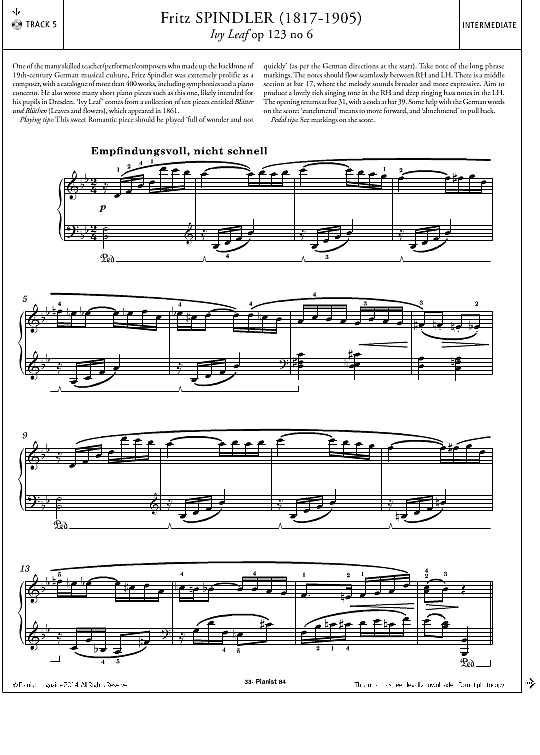 ivy leaf, op.123, no.6 klavier solo fritz spindler