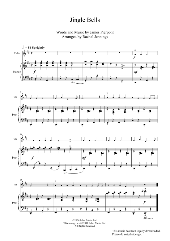 Jingle Bells Melodieinstr. & Begleitung PDF Noten von James Pierpont