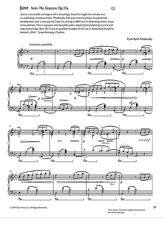 june from the seasons op.37a  klavier solo pyotr ilyich tchaikovsky