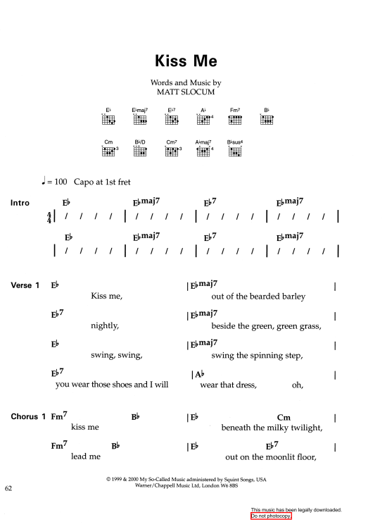Kiss Me Text & Akkorde PDF Noten von Sixpence None The Richer in fbd26457