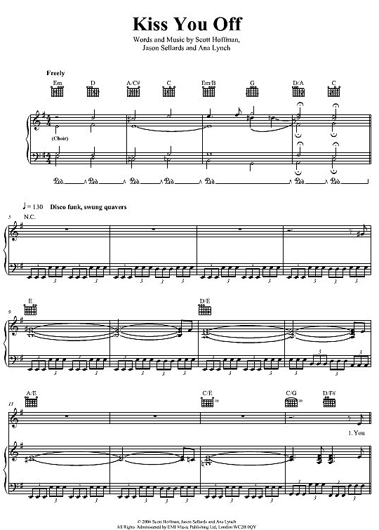Kiss You Off Klavier, Gesang & Gitarre PDF Noten von Scissor Sisters