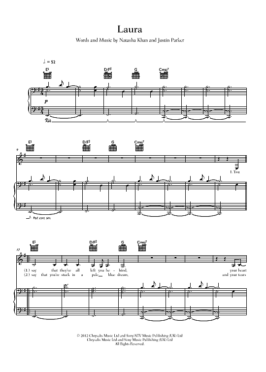 Laura Klavier, Gesang & Gitarre PDF Noten von Bat for Lashes in fbd