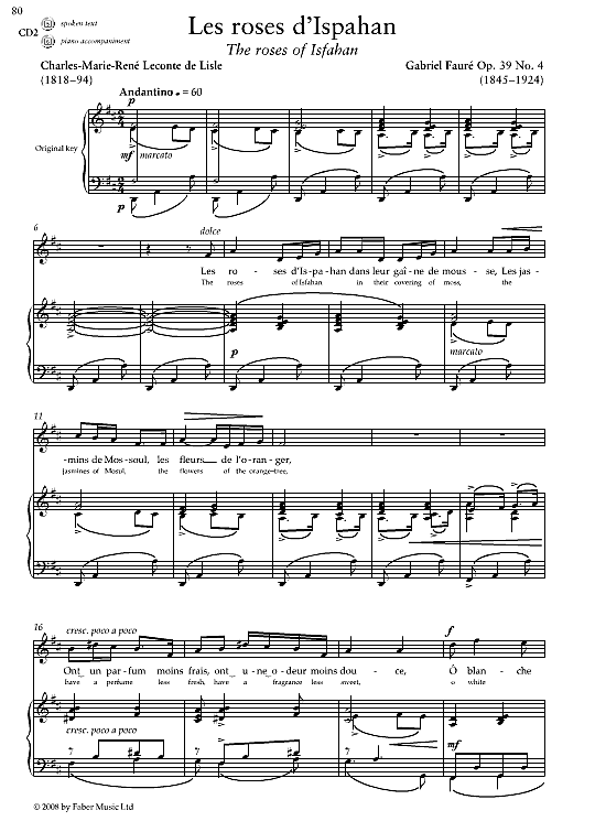 les roses d ispahan op.39 no.4 klavier & gesang gabriel faure