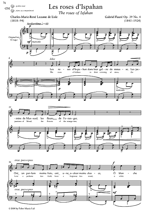 les roses d ispahan op.39 no.4 klavier & gesang gabriel faure