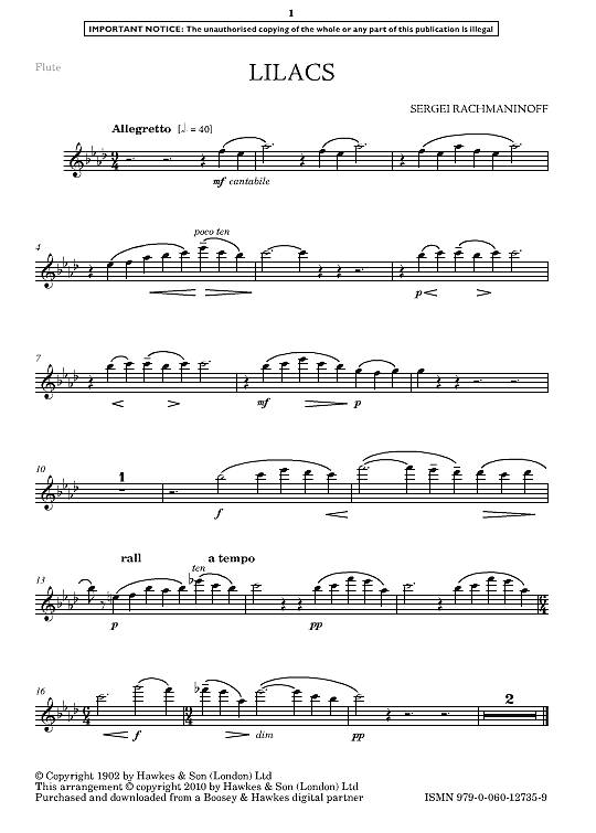 lilacs klavier & melodieinstr. sergei rachmaninoff