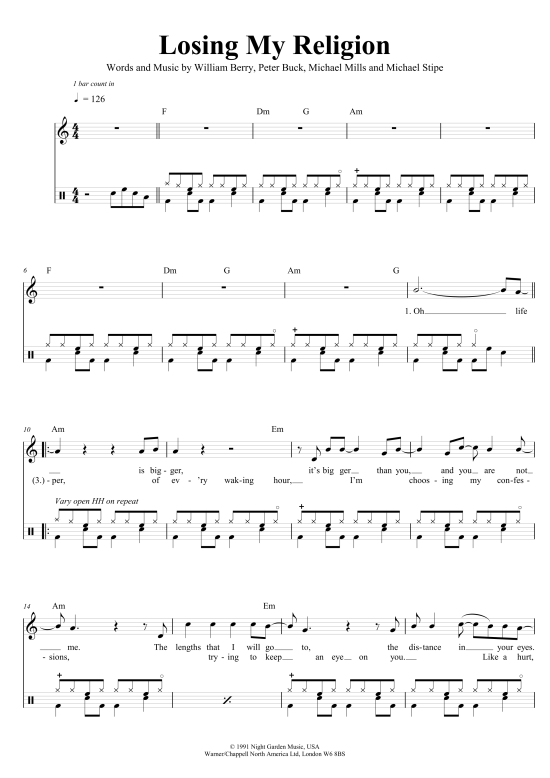 Losing My Religion Schlagzeug Pdf Noten Von R E M In Fbd 675