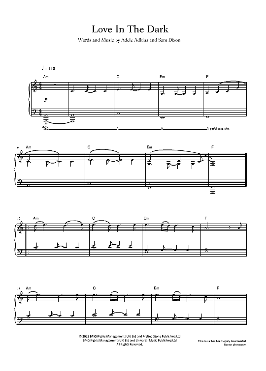 Love In The Dark Klavier Solo PDF Noten von Adele in A Moll fbd29737 Love In The Dark Klavier Solo PDF Noten von Adele in A Moll fbd29737