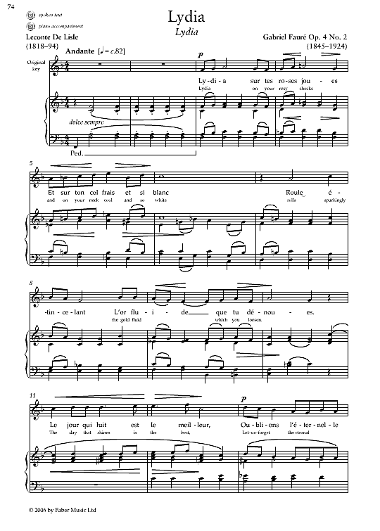 lydia op.4 no.2 klavier & gesang gabriel faure