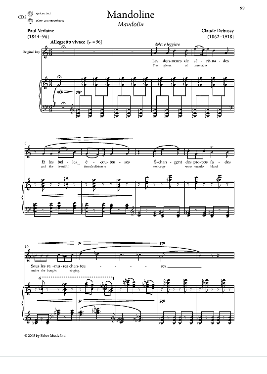 Mandoline Klavier & Gesang PDF Noten von Claude Debussy in fbd17481