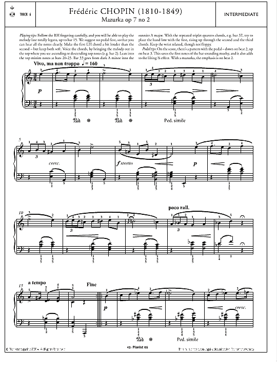mazurka in a minor op.7 no.2 klavier solo frederic chopin