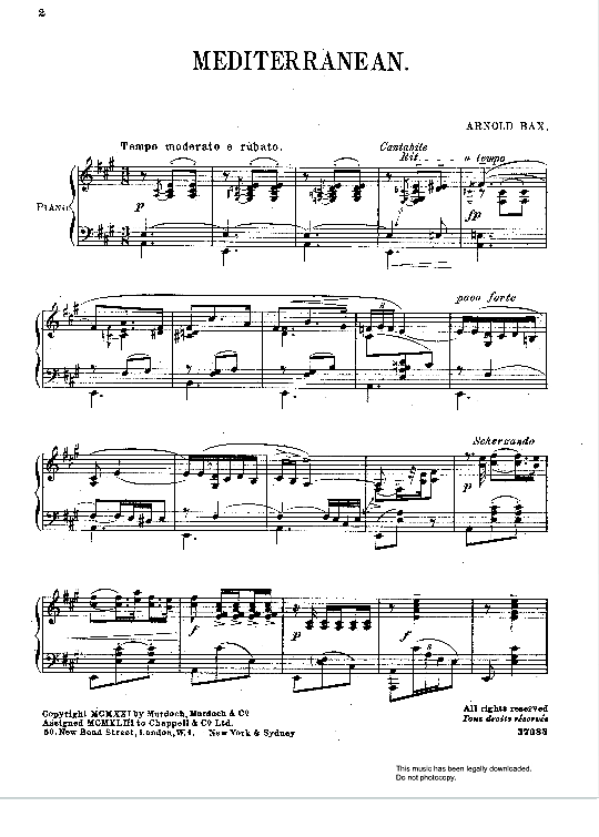 mediterranean klavier solo arnold bax