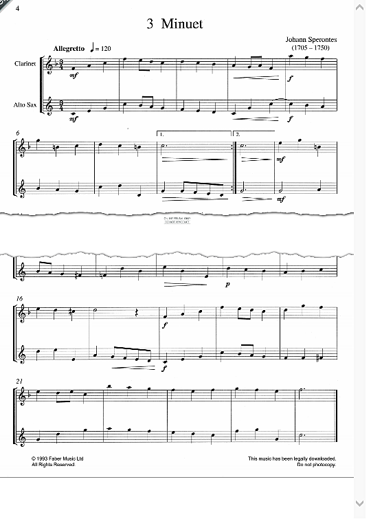 Minuet Duett 2 St. PDF Noten von Johann Sperontes in fbd48660