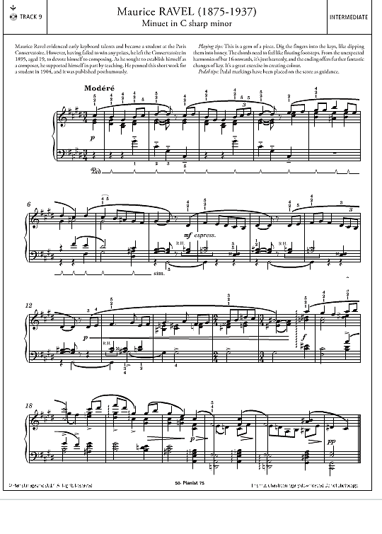 minuet in c sharp minor klavier solo maurice ravel