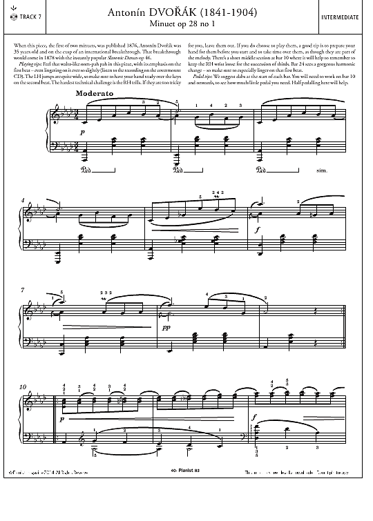 minuet op.28 no.1 klavier solo antonin dvorak