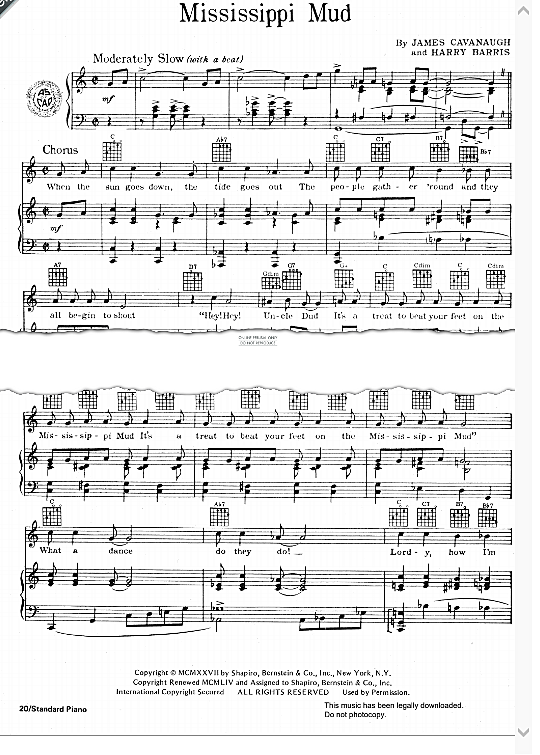 Mississippi Mud Klavier, Gesang & Gitarre PDF Noten von Bing Crosby