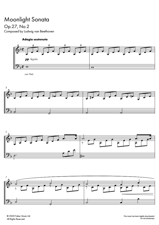 moonlight sonata, op.27, no.2 klavier solo ludwig van beethoven