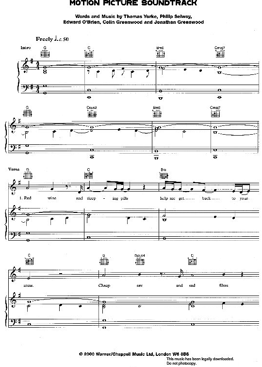 Motion Pictures aka Motion Picture Soundtrack Gitarre TAB PDF Noten