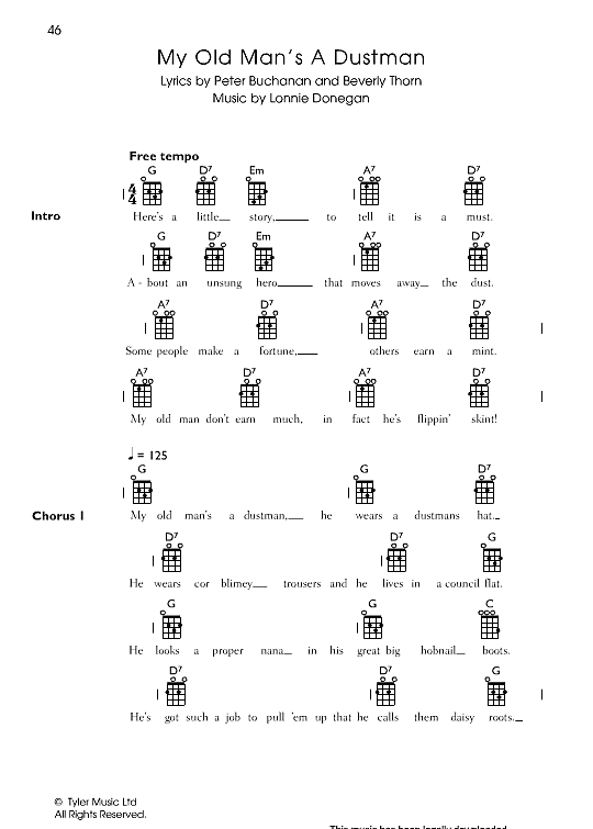 My Old Man s A Dustman Ukulele Chord Songbook PDF