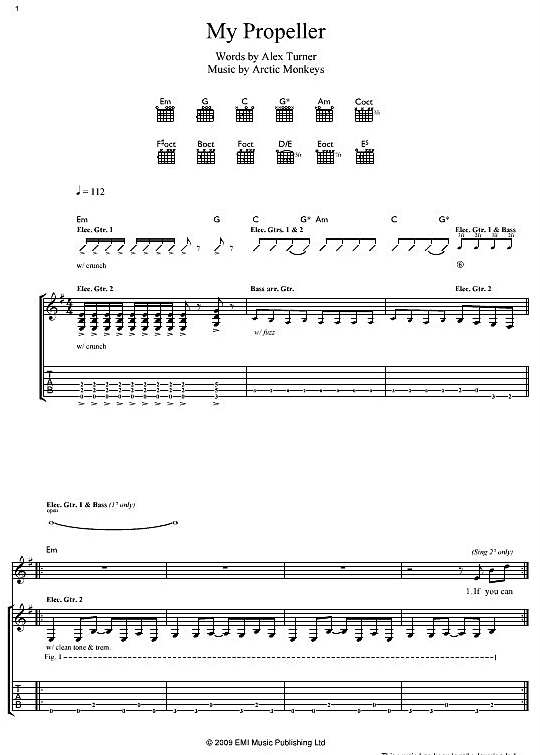 My Propeller Gitarre TAB PDF Noten von Arctic Monkeys in fbd4313