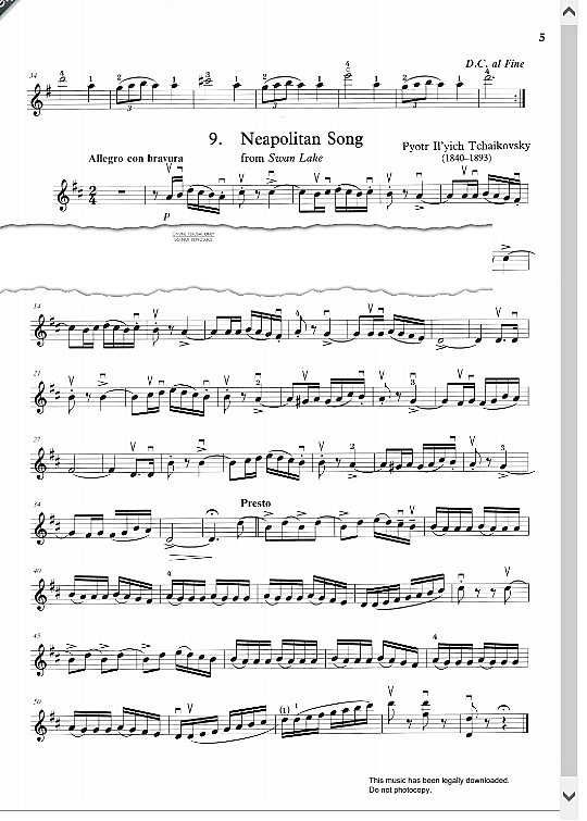 neapolitan song from swan lake  klavier & melodieinstr. pyotr ilyich tchaikovsky