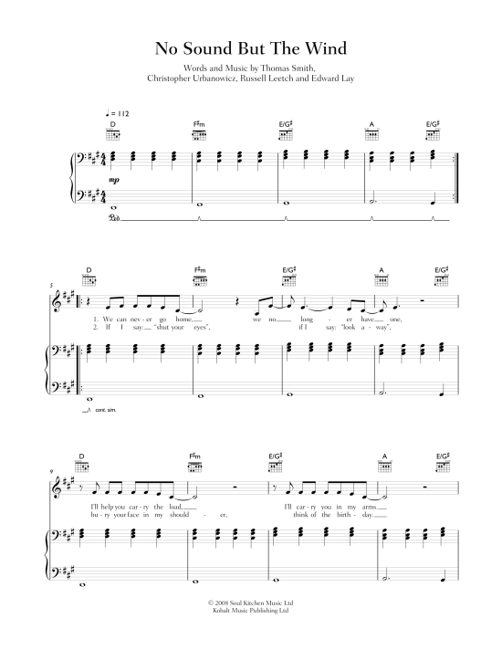 No Sound But The Wind Klavier, Gesang & Gitarre PDF Noten von Editors in fbd8173