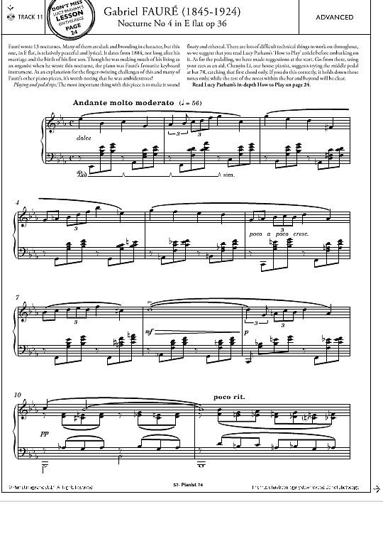 nocturne no.4 in e flat, op.36 klavier solo gabriel faure