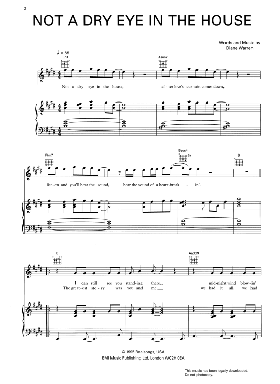 Not A Dry Eye In The House Klavier, Gesang & Gitarre PDF Noten von