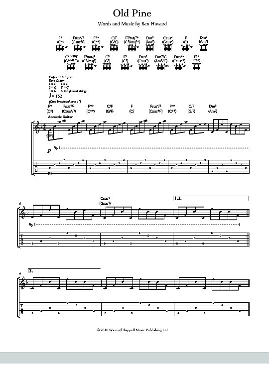 Old Pine Gitarre TAB PDF Noten von Ben Howard in fbd15675