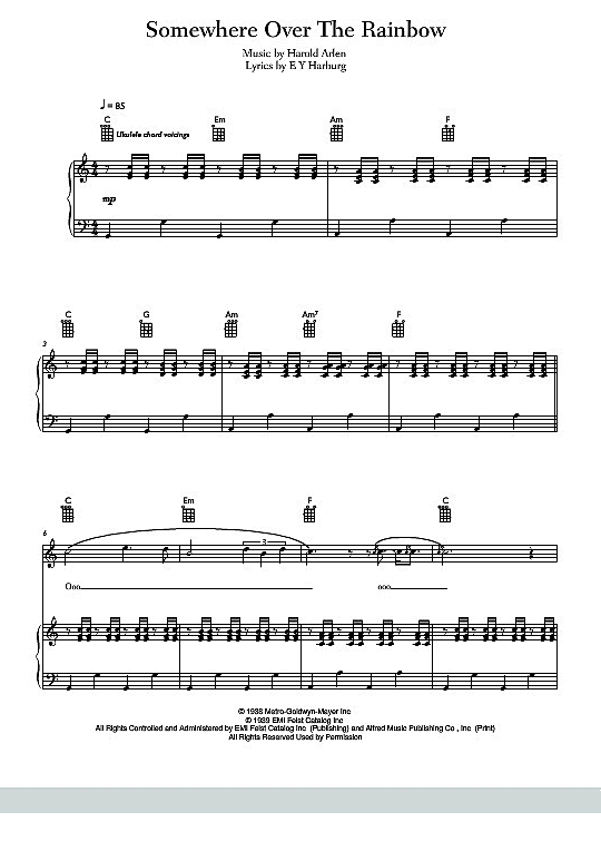 over the rainbow klavier gesang & gitarre israel kamakawiwo ole