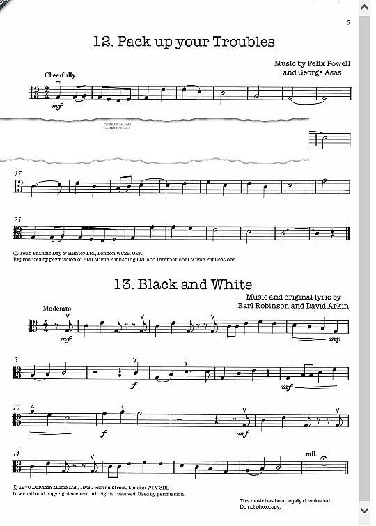 Pack Up Your Troubles In Your Old Kit Bag Klavier & Melodieinstr. PDF Noten von Felix Powell in C