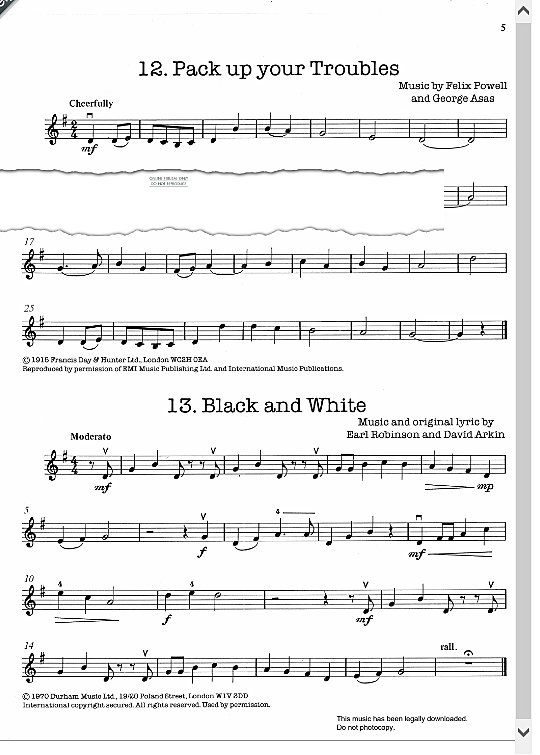 Pack Up Your Troubles In Your Old Kit Bag Klavier & Melodieinstr. PDF Noten von Felix Powell in G