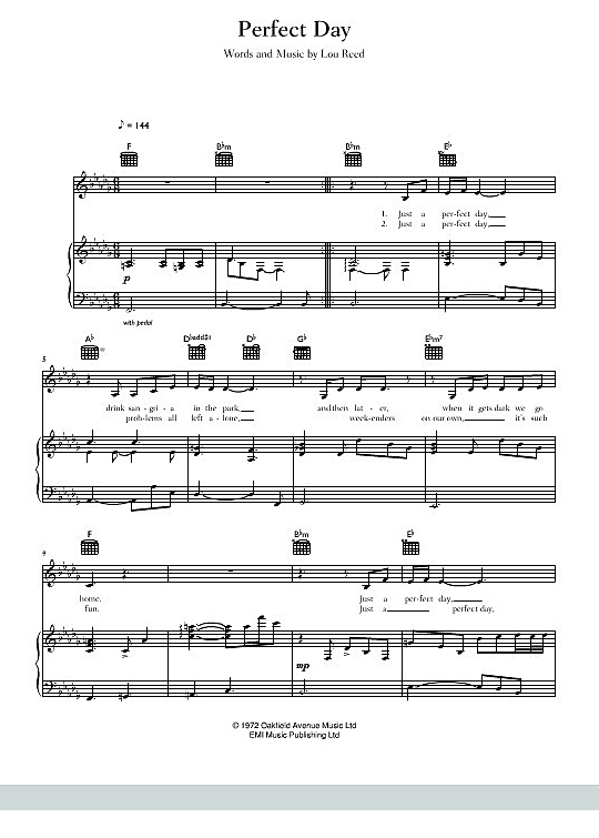 Perfect Day Klavier, Gesang & Gitarre