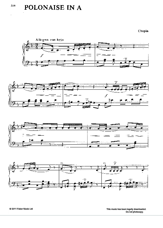 polonaise in a klavier solo frederic chopin